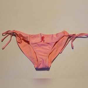 Peachy Pink Front Ruffle String Bikini Bottom, Medium